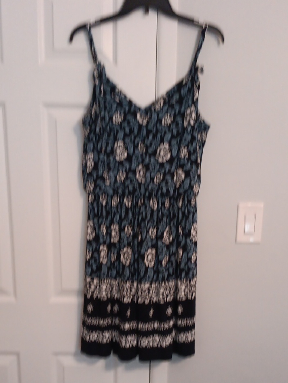 LOFT Cornflower Blue and Navy Floral Midi Dress